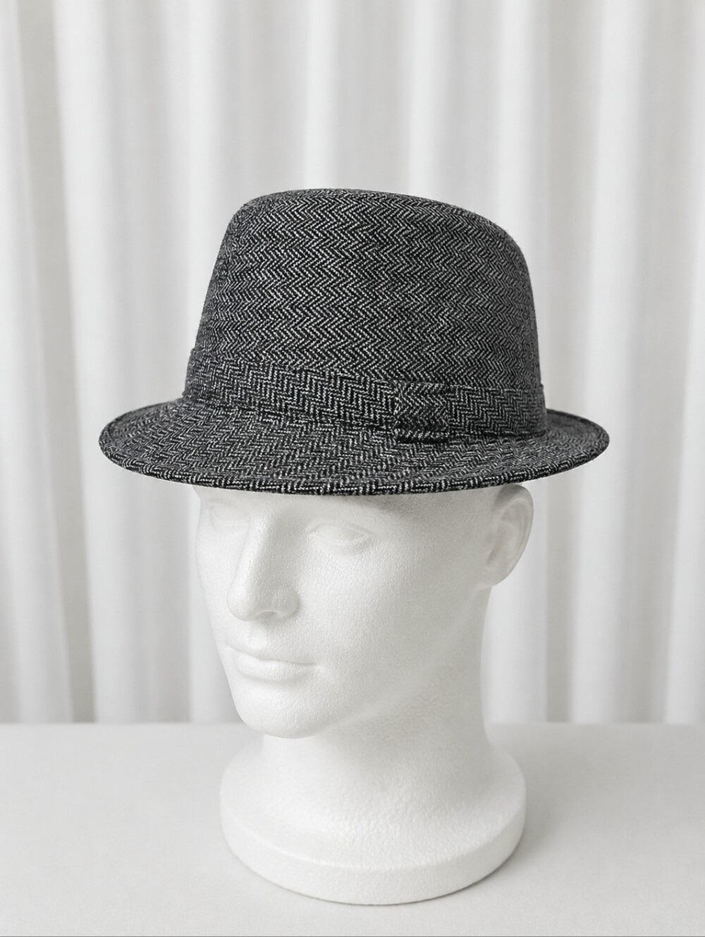 Country Gentleman Gray Herringbone Wool Blend Fedora  Classic Tweed Dress Hat